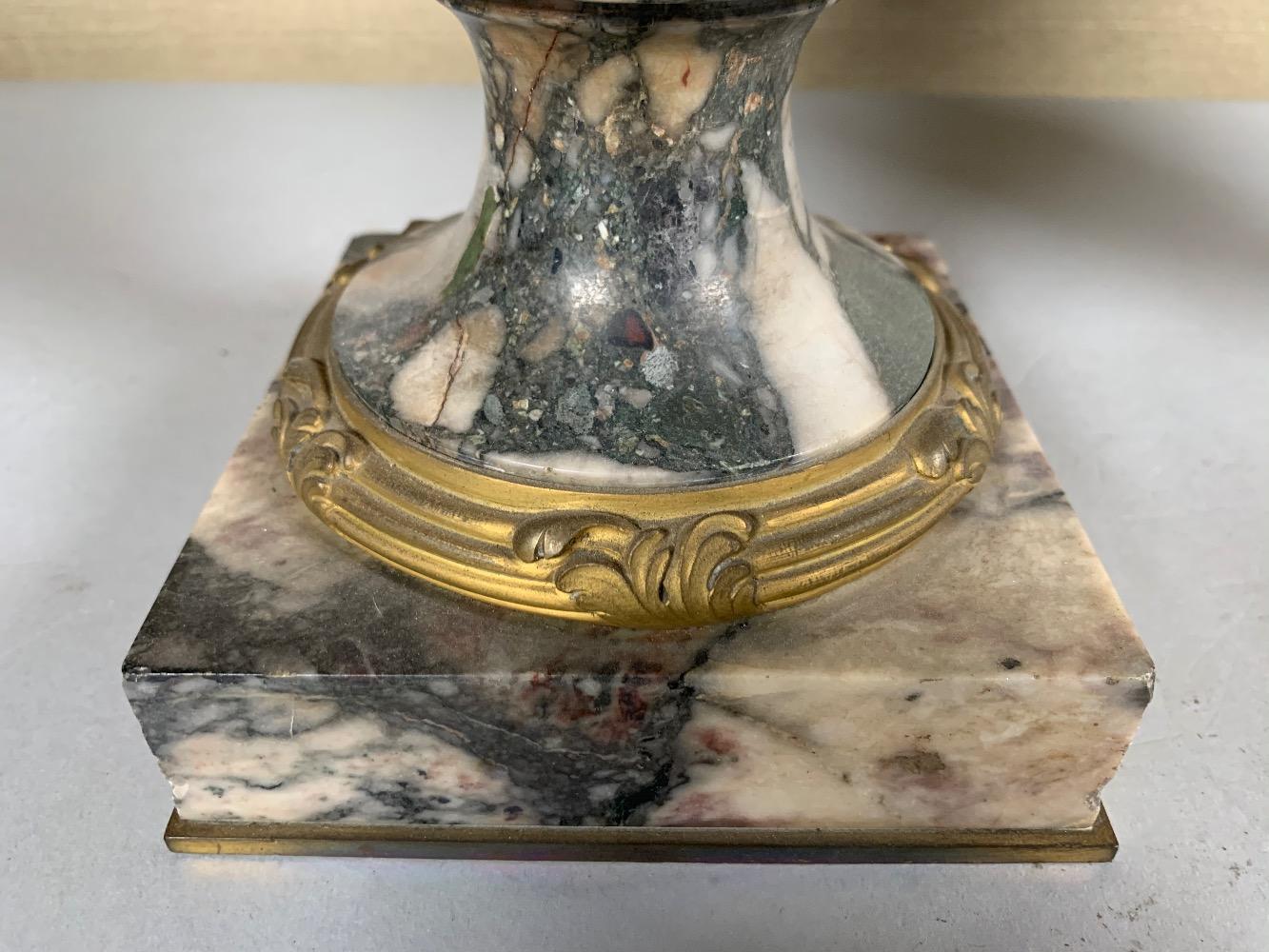 Pair of marble and gilded bronze vases.