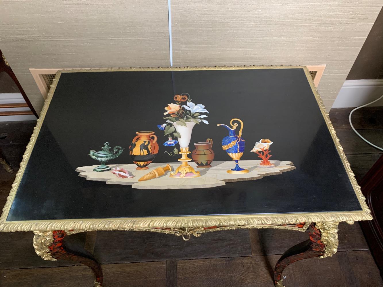 Pietra dura boulle table