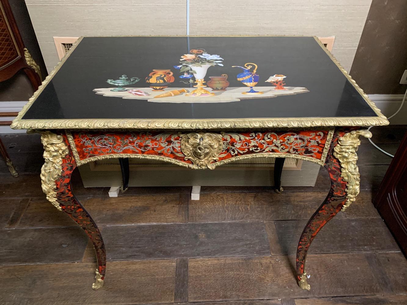 Pietra dura boulle table