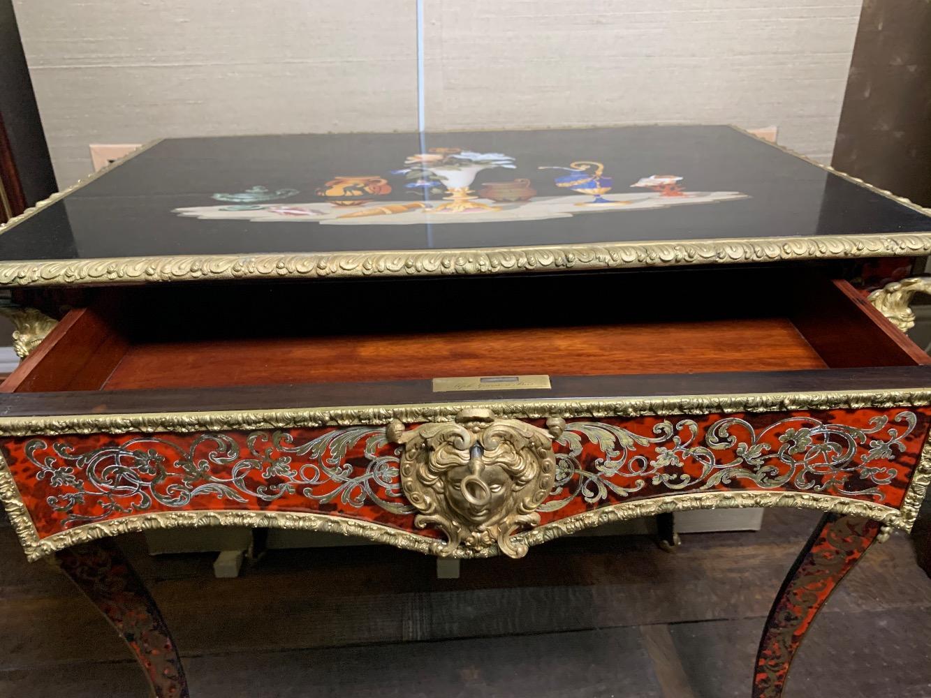 Pietra dura boulle table